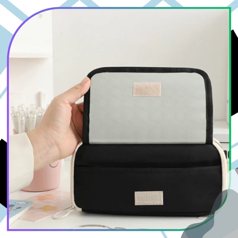 Piórnik szkolny rozkładany saszetka Kapibara pojemny duży czarny 5.webp