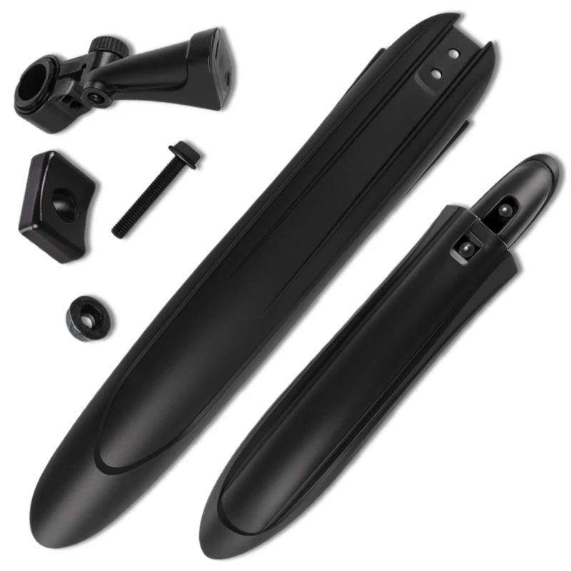 Błotniki rowerowe komplet 2 szt. na tył i przód tworzywo PP czarne MTB 1.webp