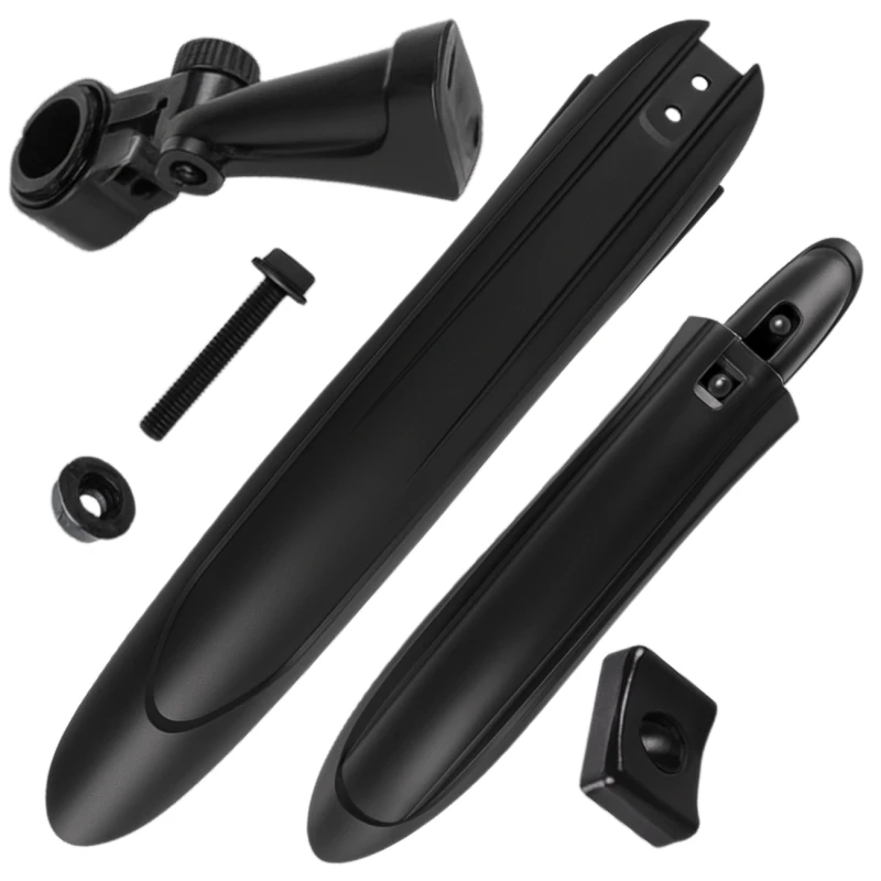 Błotniki rowerowe komplet 2 szt. na tył i przód tworzywo PP czarne MTB 5.webp