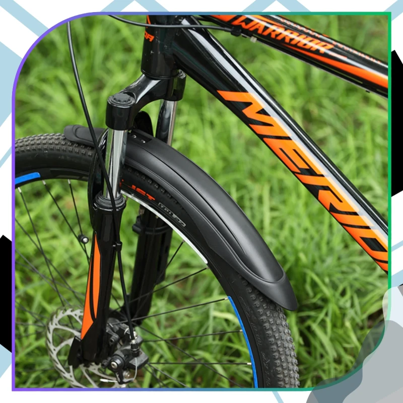 Błotniki rowerowe komplet 2 szt. na tył i przód tworzywo PP czarne MTB 7.webp