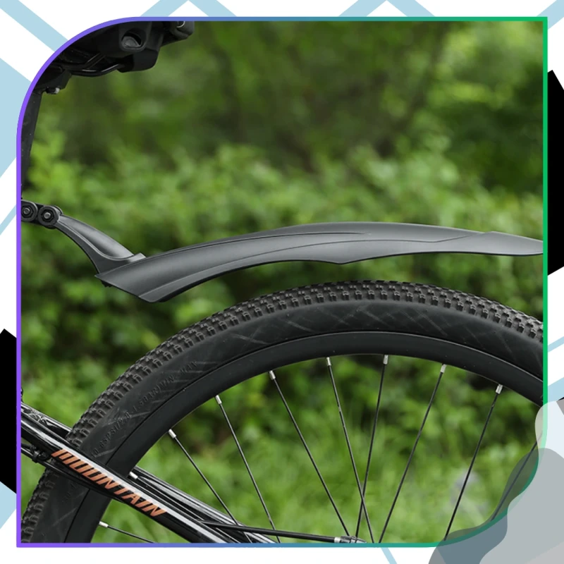 Błotniki rowerowe komplet 2 szt. na tył i przód tworzywo PP czarne MTB 8.webp