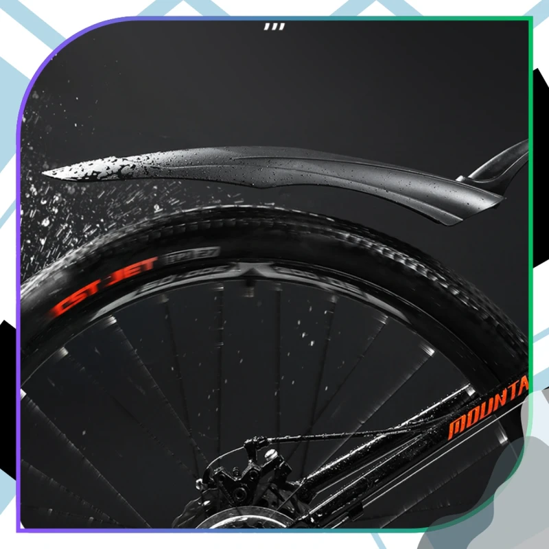 Błotniki rowerowe komplet 2 szt. na tył i przód tworzywo PP czarne MTB 10.webp