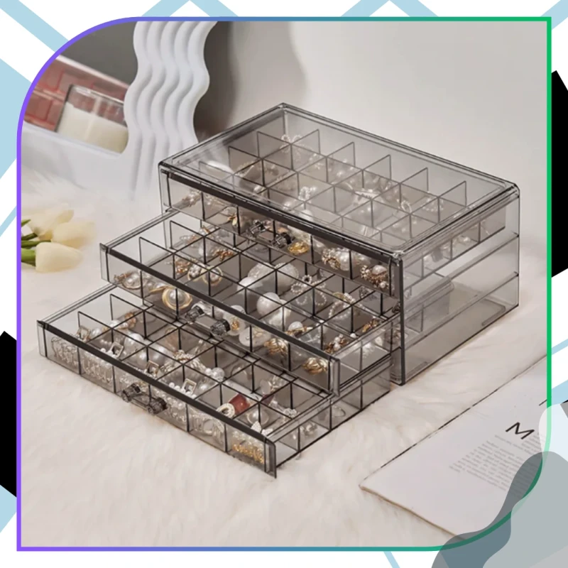 Pudełko duży organizer szkatułka potrójna na biżuterię 72 przegrody 3.webp