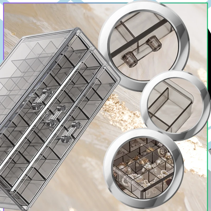 Pudełko duży organizer szkatułka potrójna na biżuterię 72 przegrody 8.webp