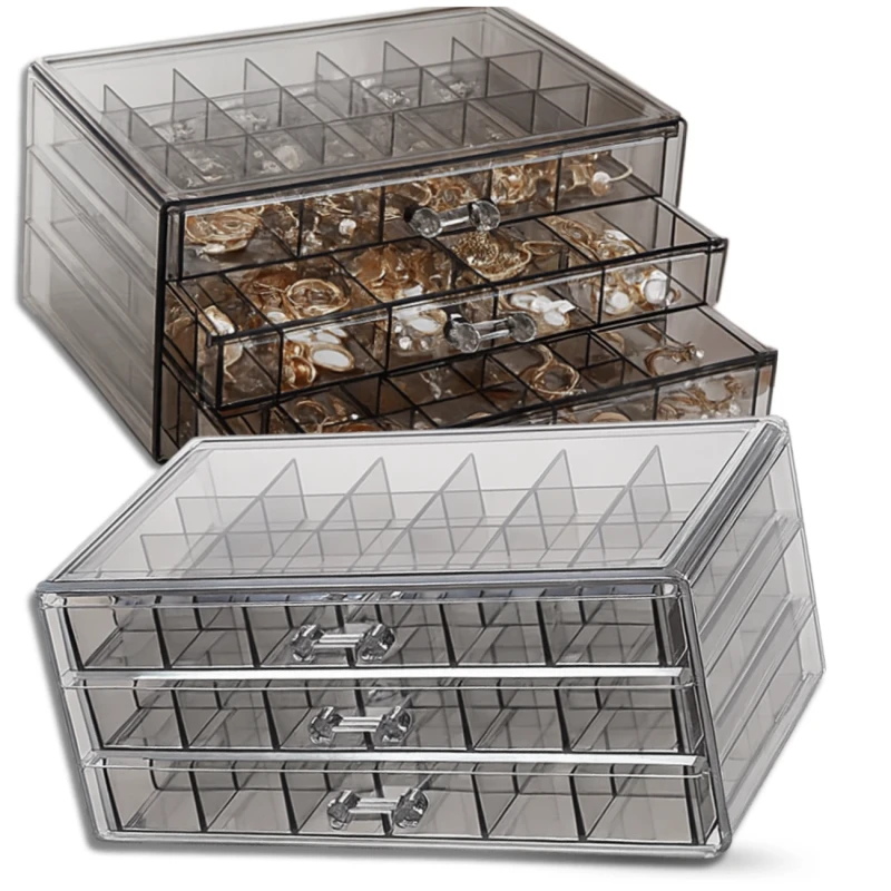 Pudełko duży organizer szkatułka potrójna na biżuterię 72 przegrody 9.webp