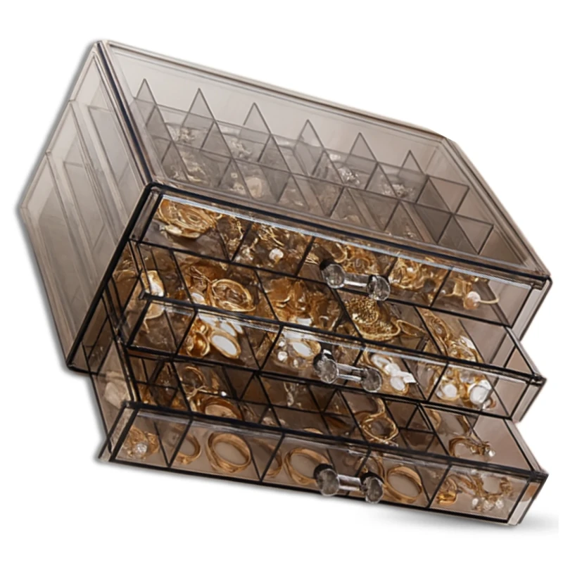 Pudełko duży organizer szkatułka potrójna na biżuterię 72 przegrody 11.webp