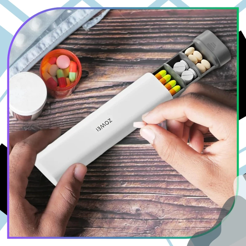 Pudełko kasetka organizer wąski na leki 7 dni elegancki 4.webp