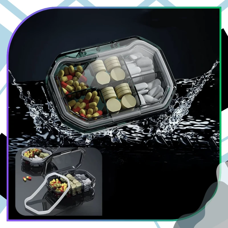 Pudełko kasetka organizer czarny na leki  1.webp