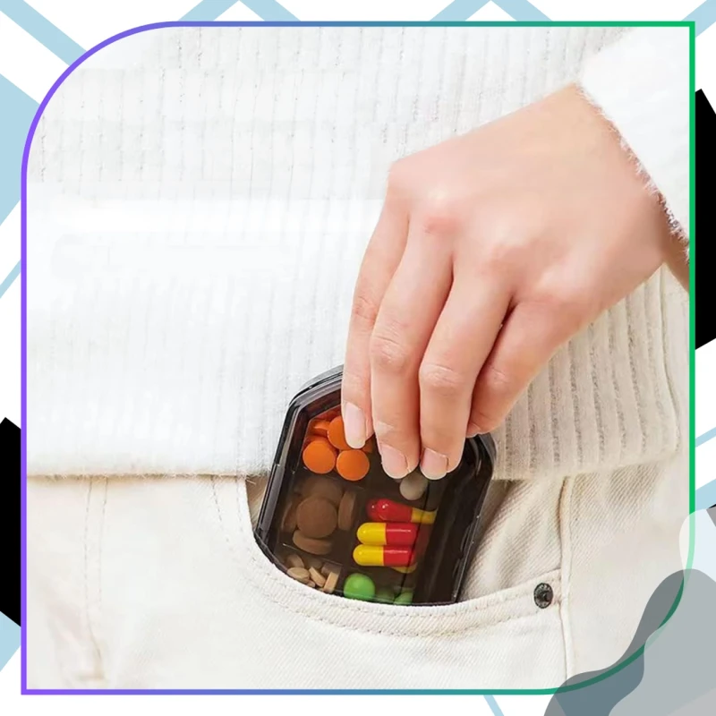 Pudełko kasetka organizer czarny na leki  2.webp