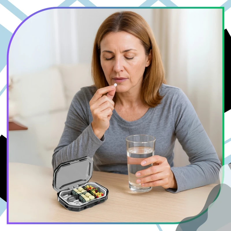 Pudełko kasetka organizer czarny na leki  4.webp