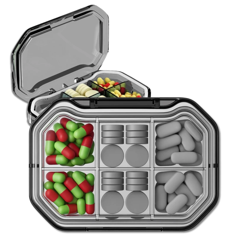 Pudełko kasetka organizer czarny na leki  8.webp