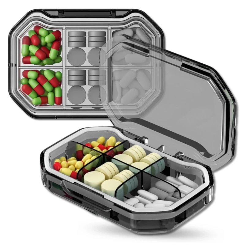 Pudełko kasetka organizer czarny na leki  10.webp