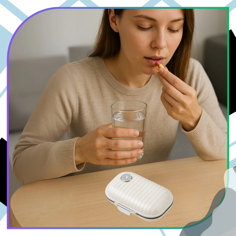 Pudełko kasetka organizer na leki 7 dni kremowy elegancki 1.webp