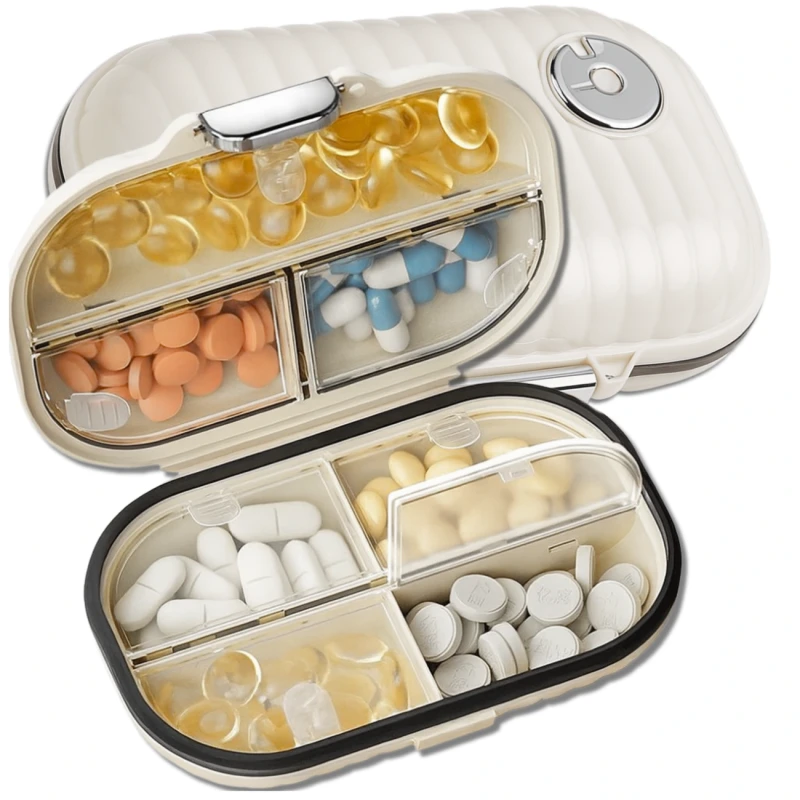 Pudełko kasetka organizer na leki 7 dni kremowy elegancki 10.webp