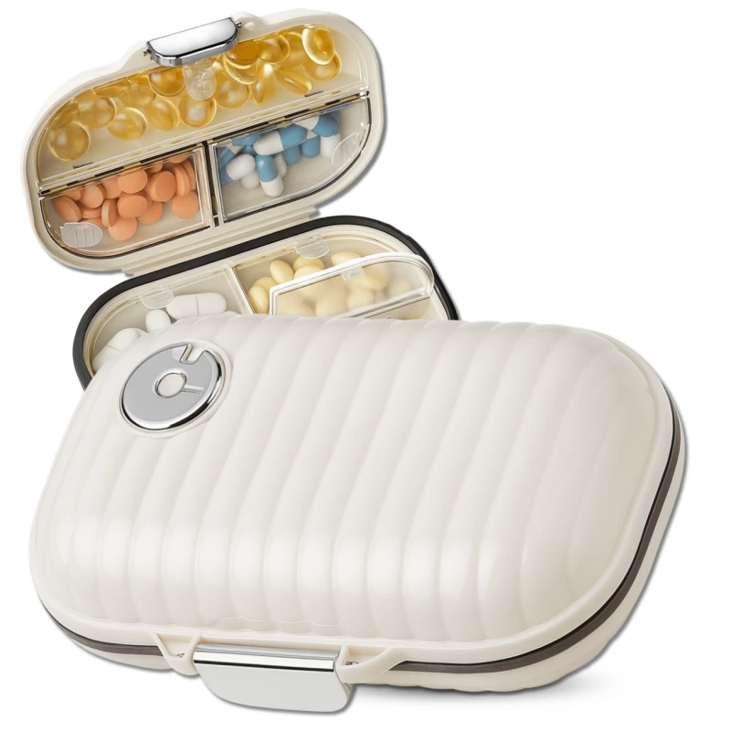 Pudełko kasetka organizer na leki 7 dni kremowy elegancki 11.webp