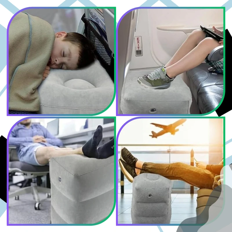Poduszka nadmuchiwana komfort podróży turystyczna szara 2.webp