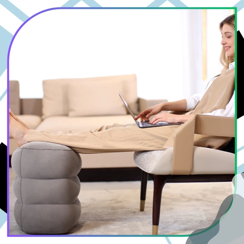 Poduszka nadmuchiwana komfort podróży turystyczna szara 3.webp