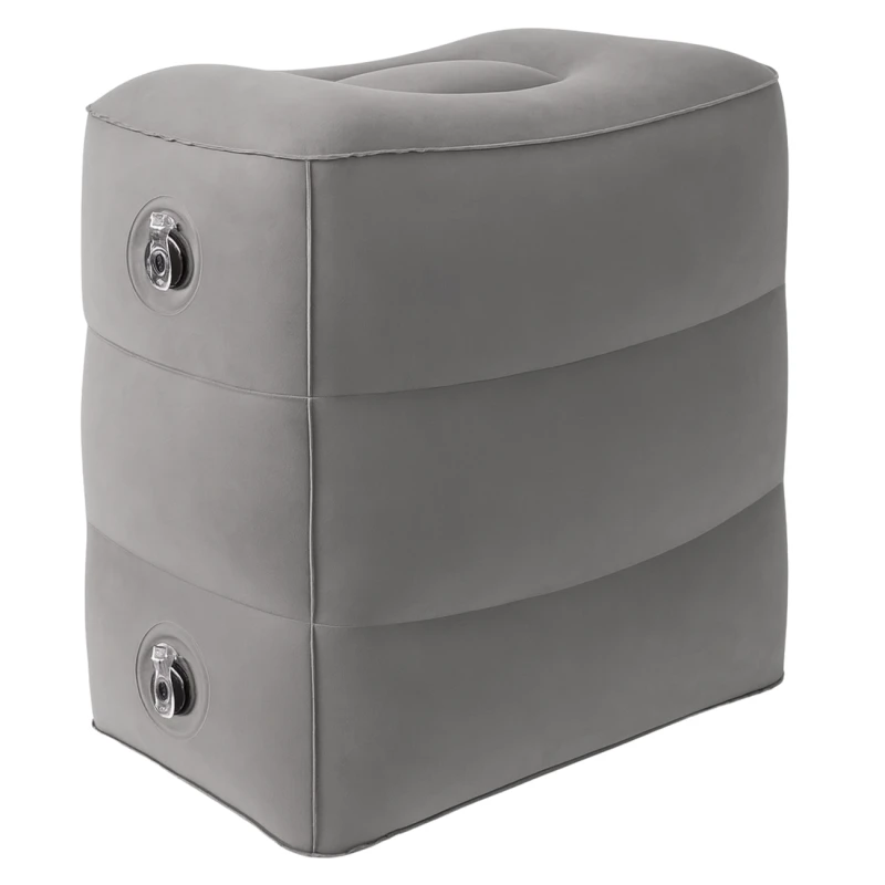 Poduszka nadmuchiwana komfort podróży turystyczna szara 4.webp