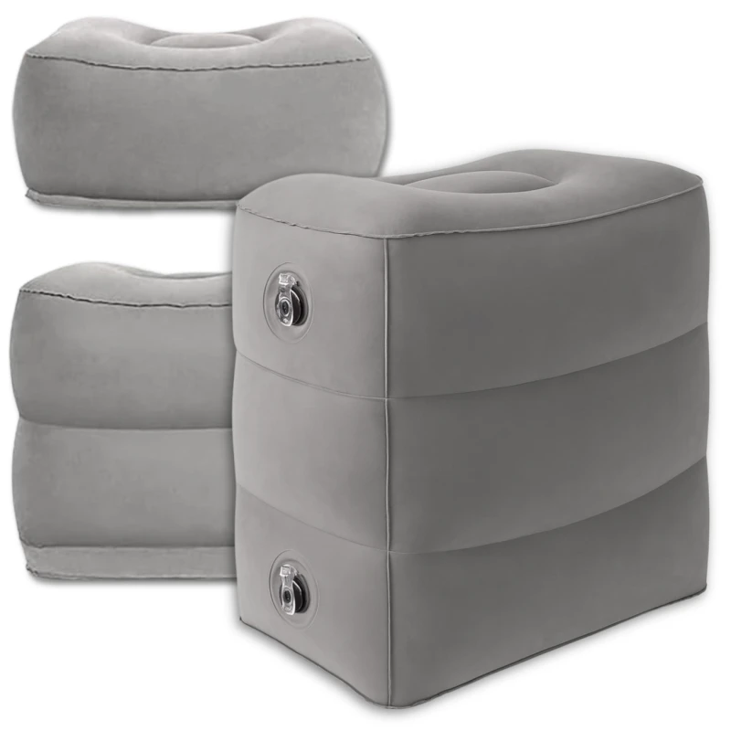 Poduszka nadmuchiwana komfort podróży turystyczna szara 6.webp