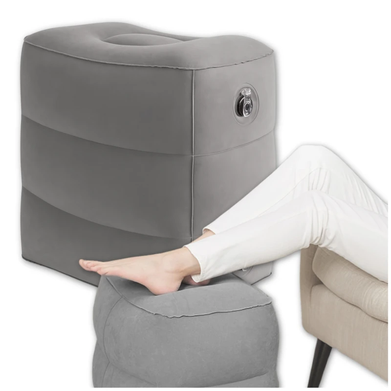 Poduszka nadmuchiwana komfort podróży turystyczna szara 8.webp