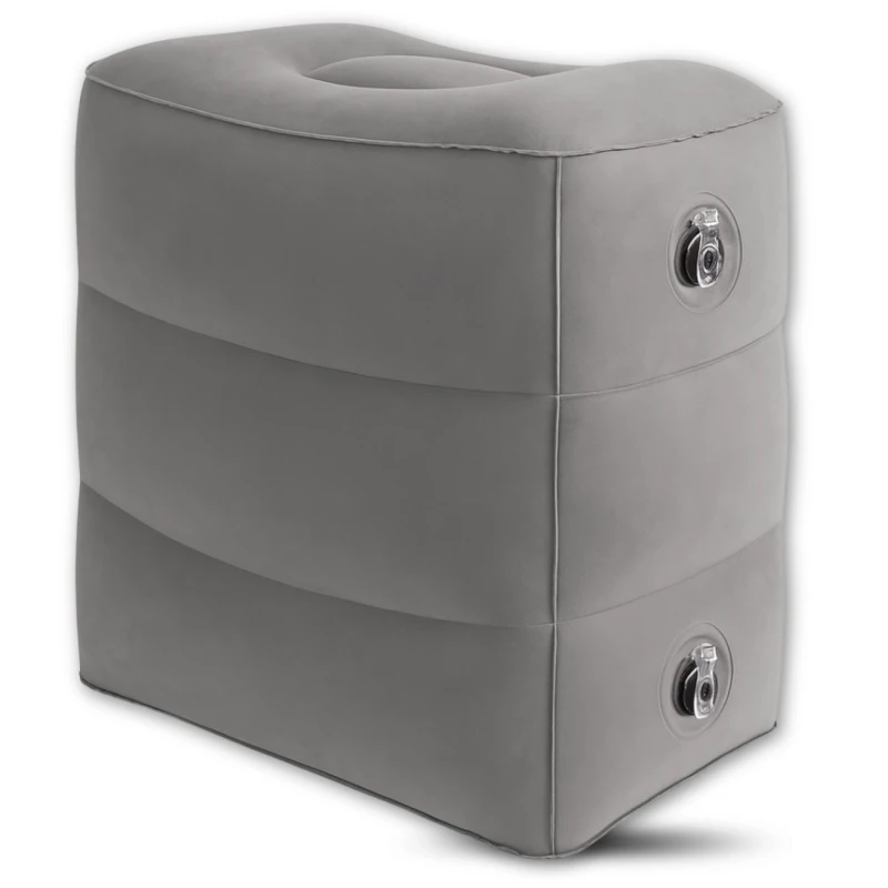 Poduszka nadmuchiwana komfort podróży turystyczna szara 10.webp