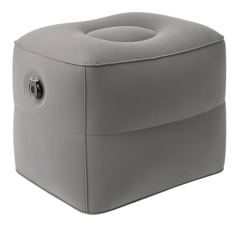 Poduszka nadmuchiwana komfort podróży turystyczna szara 4.webp