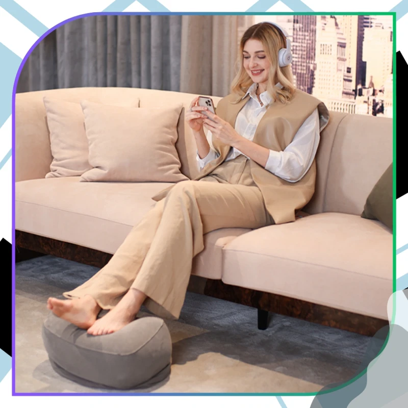 Poduszka nadmuchiwana komfort podróży turystyczna szara 5.webp