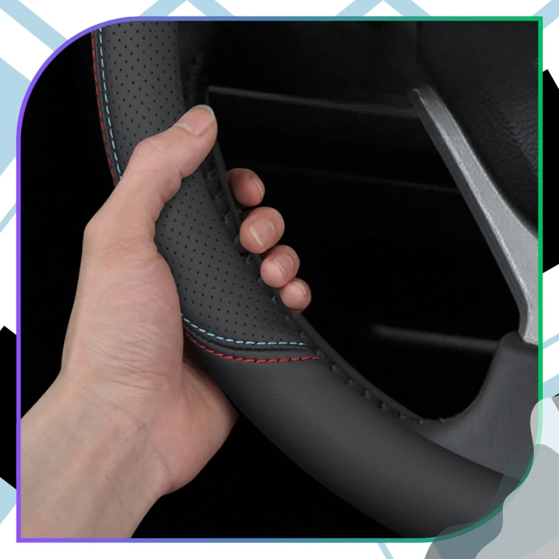 Sportowy elegancki pokrowiec na kierownicę samochodową antypoślizgowy 5.webp