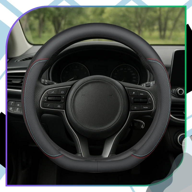 Sportowy elegancki pokrowiec na kierownicę samochodową antypoślizgowy 7.webp