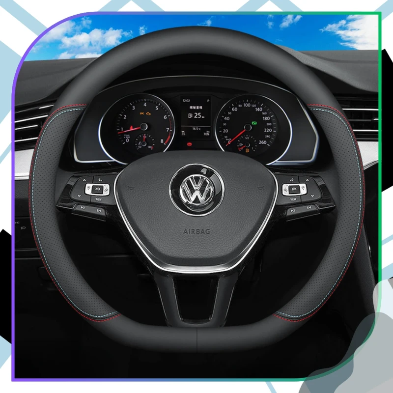 Sportowy elegancki pokrowiec na kierownicę samochodową antypoślizgowy 8.webp