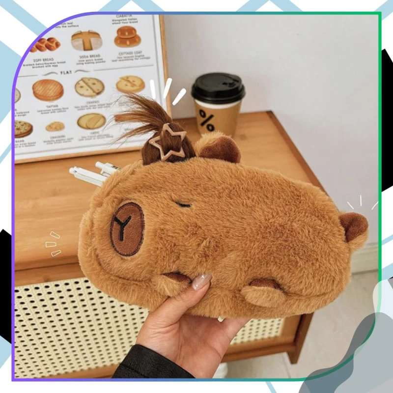 Piórnik saszetka do szkoły Kapibara pluszowy szkolny + akcesoria 4.webp