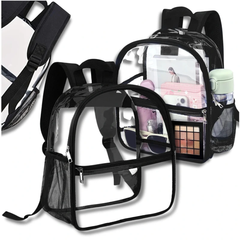 Przezroczysty plecak szkolny A4 damski retro elegancki wodoodporny 3.webp