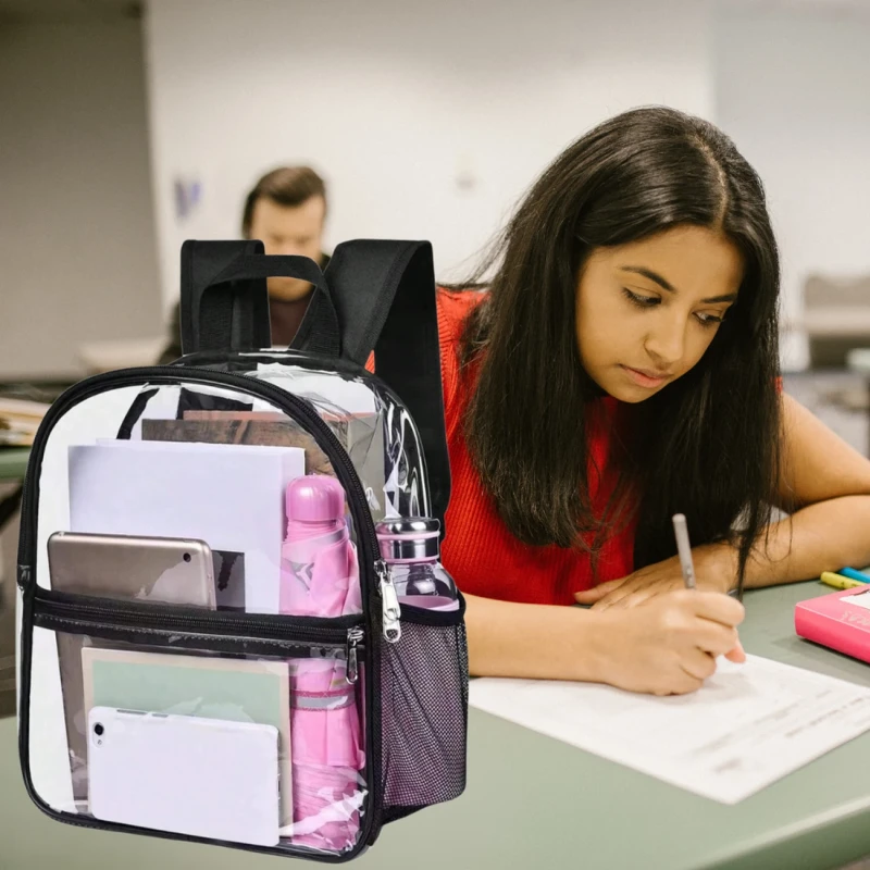 Przezroczysty plecak szkolny A4 damski retro elegancki wodoodporny 5.webp