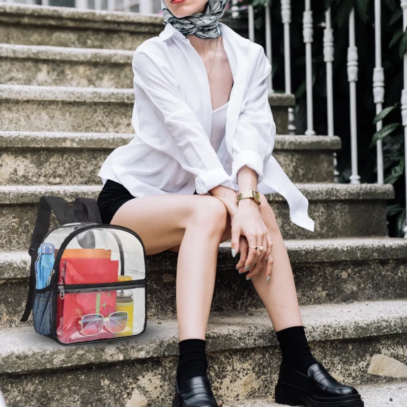 Przezroczysty plecak szkolny A4 damski retro elegancki wodoodporny 6.webp