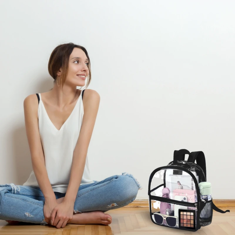 Przezroczysty plecak szkolny A4 damski retro elegancki wodoodporny 7.webp