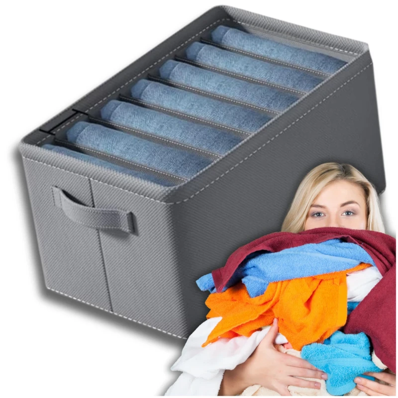 Organizer na ubrania sztywny szary do szafki pudełko 2.webp