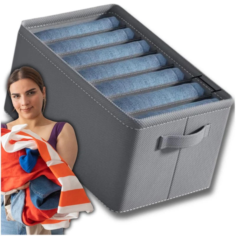 Organizer na ubrania sztywny szary do szafki pudełko 3.webp