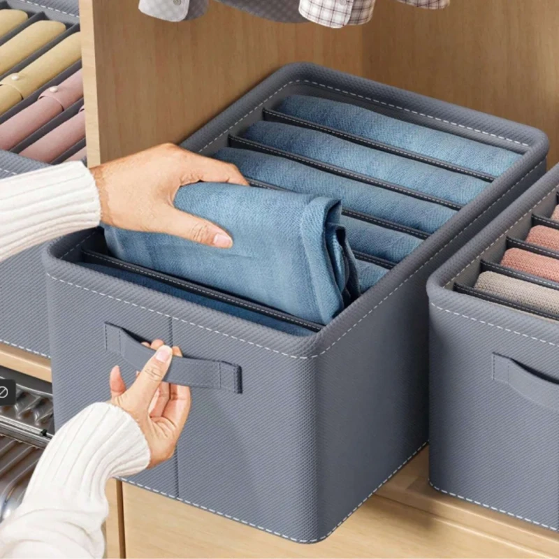 Organizer na ubrania sztywny szary do szafki pudełko 4.webp