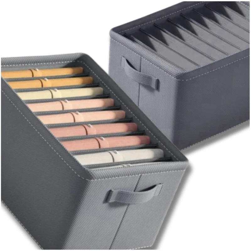 Organizer pudełko na ubrania sztywny szary do szafki 1.webp