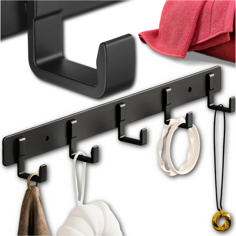 Panel wieszak z 5 haczykami mocny naścienny czarny loft 2.webp