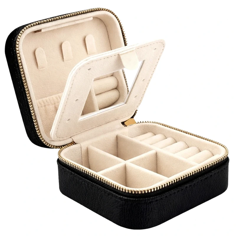 Szkatułka na biżuterię organizer pudełeczko z lusterkiem futerał 5.webp