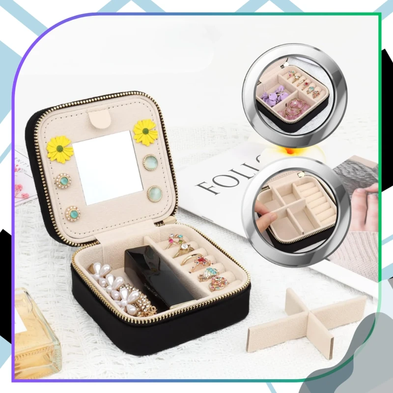 Szkatułka na biżuterię organizer pudełeczko z lusterkiem futerał 9.webp