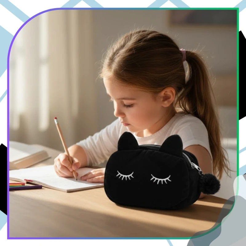 Piórnik szkolny pluszowy saszetka kosmetyczka szkoła 6.webp