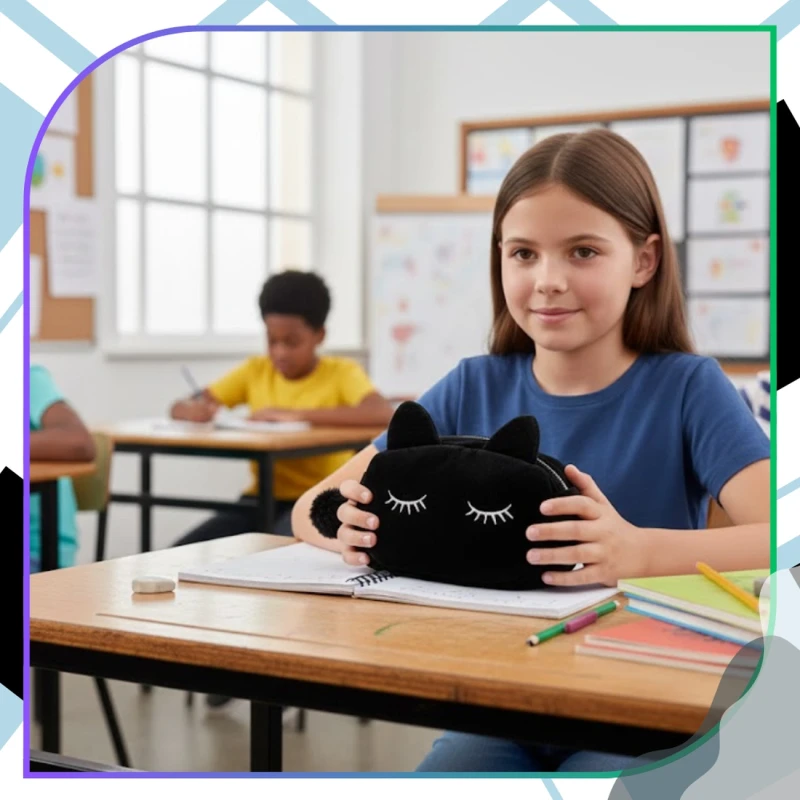 Piórnik szkolny pluszowy saszetka kosmetyczka szkoła 8.webp