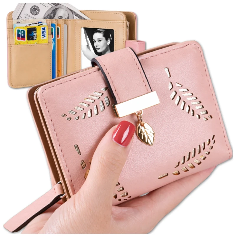 MAŁY DAMSKI PORTFEL PORTMONETKA PRAKTYCZNA NA ZAMEK LISTKI 3.webp