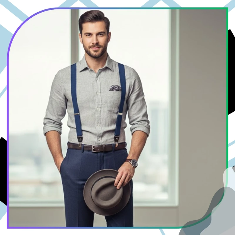 Szelki granatowe Męskie mocne do spodni 9.webp