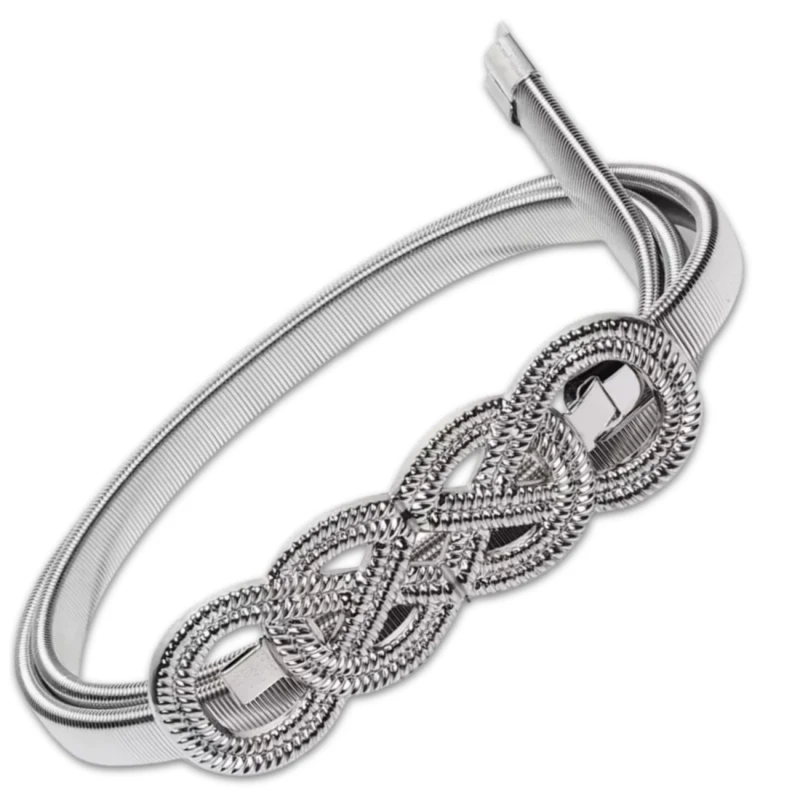 Srebrny Pasek Metalowy damski sprężynka pancerka 1.webp