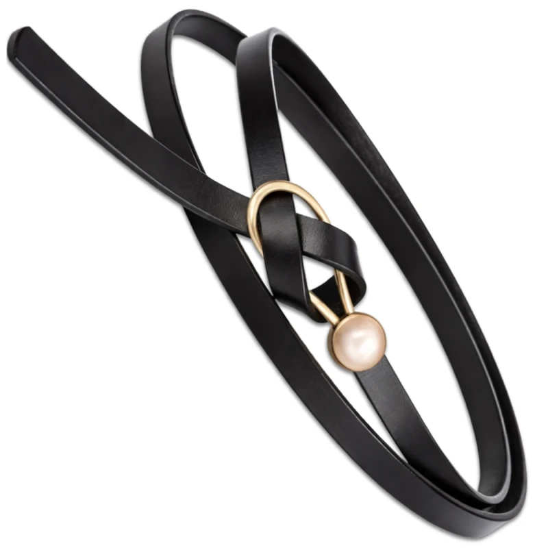 Damski pasek wąski długi wiązany skórzany 1.webp