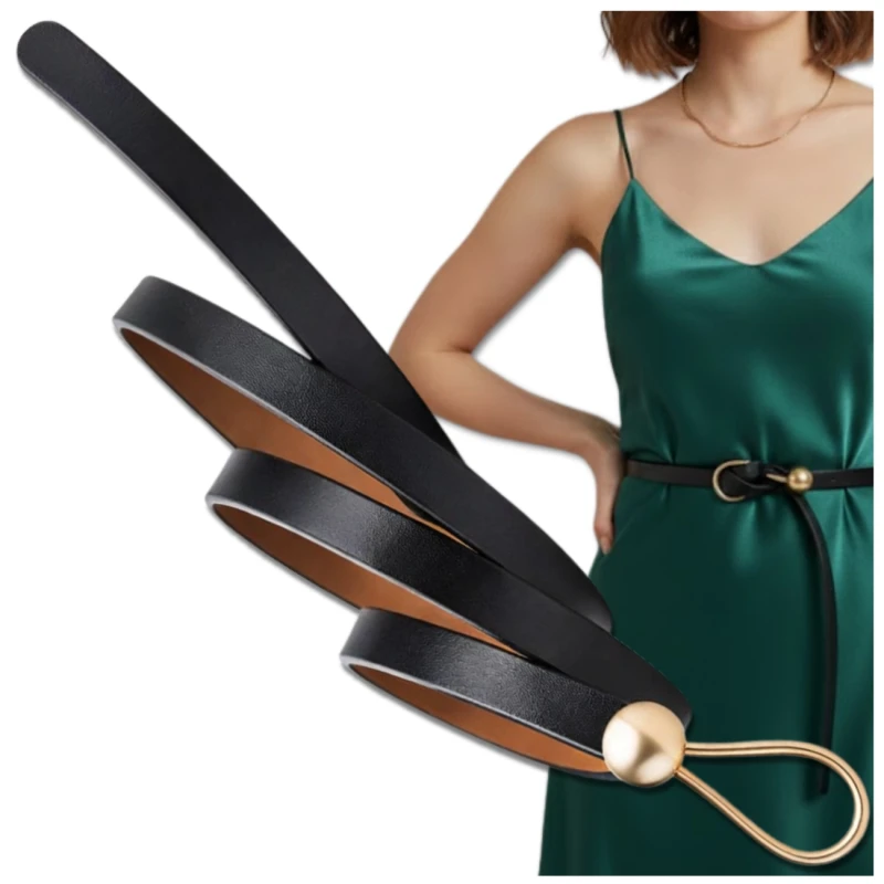 Damski pasek wąski długi wiązany skórzany 3.webp