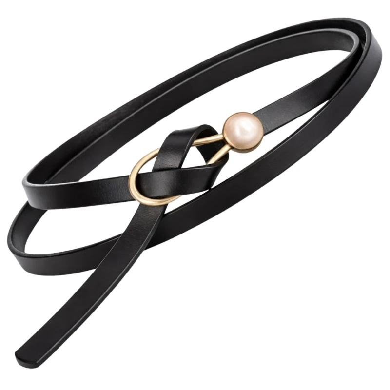 Damski pasek wąski długi wiązany skórzany 4.webp